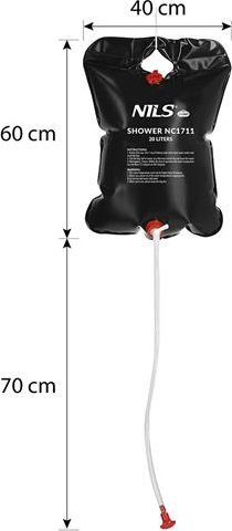 Dush kampingu NILS Camp NC1711, 40L, ngrohje diellore, i zi
