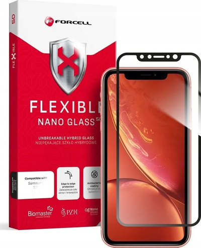 Mbrojtës ekrani Forcell Flexible 5D Hybrid Glass, për iPhone XR 11, i zi