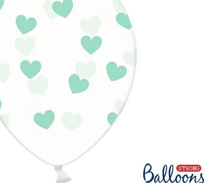 Balona dekorative Strong Heart Balloons Crystal Clear, 30 cm, set me 6 copë, transparente