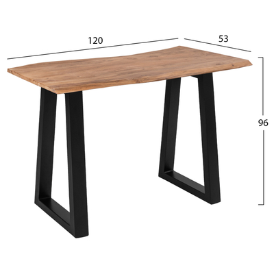 Konsolë SOFIA SLIM HM8744.11, dru akacie masive, 120x53x96 cm, natyrale me bazë të zezë
