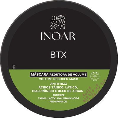 Maskë flokësh Inoar BTX, kundra fryrjes, 200g, e zezë