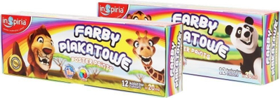 Ngjyra plakat InSpiria, set 12 ngjyra, 20 ml
