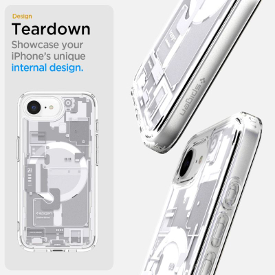 Kapak telefoni Spigen Ultra Hybrid MagSafe Zero One, për iPhone 16e, transparent, i bardhë