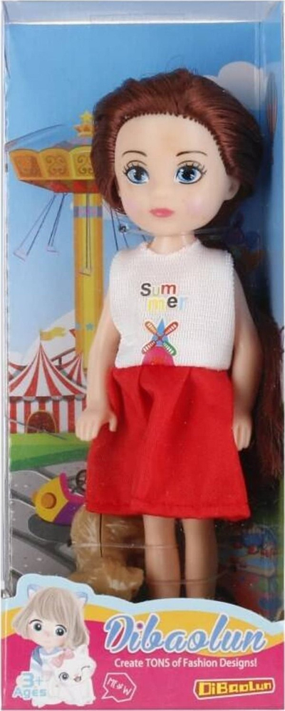 Kukull Mega Creative Dibaolun, 13 cm, me qen lodër, shumëngjyrëshe