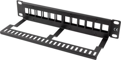 Panel për organizim kabllosh Lanberg 1U 10" Empty 12x, i zi