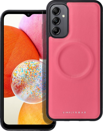 Mbrojtëse telefoni Roar Mag Morning për Galaxy A14, eco leather, magnetike, rozë