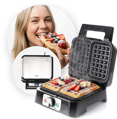 Aparat për waffle Promis WAP1600, 2 waffle, pllaka jo ngjitëse, i zi