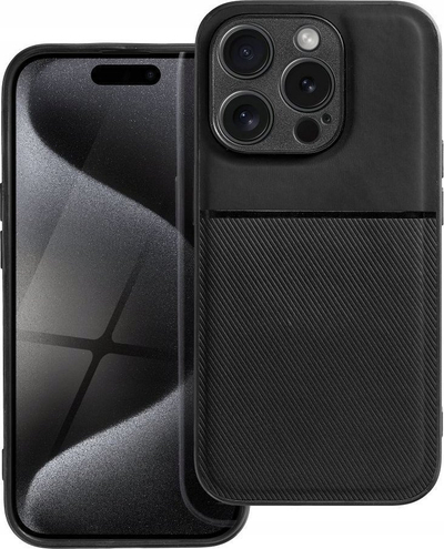 Husë Forcell Noble për iPhone 15 Pro, fleksibile, mbrojtëse, e zezë