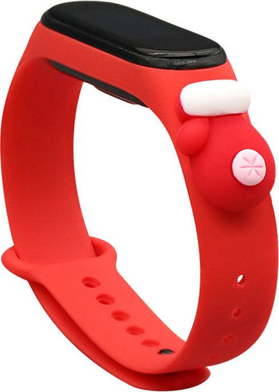 Rrip silikoni Hurtel Strap Xmas për Xiaomi Mi Band 6 5, me temë Krishtlindjesh, i kuq