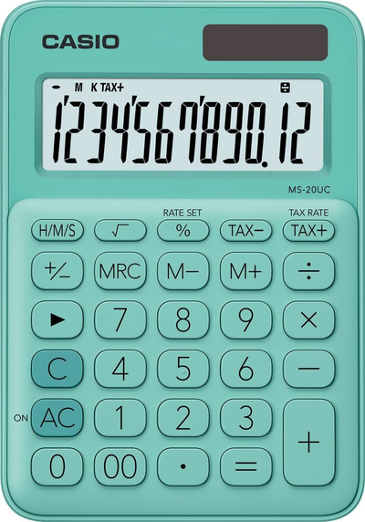 Kalkulator Casio, i gjelbërt