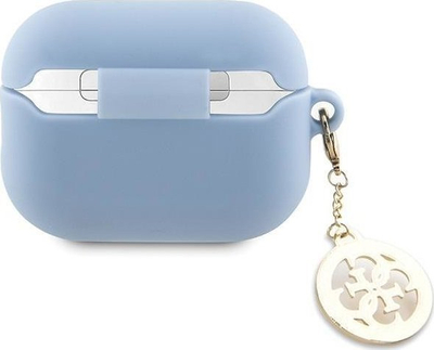 Kuti mbrojtëse Guess Rubber Diamond për AirPods Pro 2, silikon, me varëse zbukuruese, blu e çelët