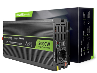 Inverter Green Cell INV10, 12V në 230V, 2000W 4000W, i zi
