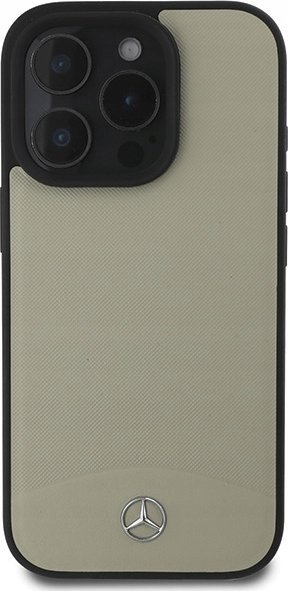 Kapak telefoni Mercedes MB me lëkurë të teksturuar për iPhone 16 Pro Max, lëkurë, MagSafe, bezhë