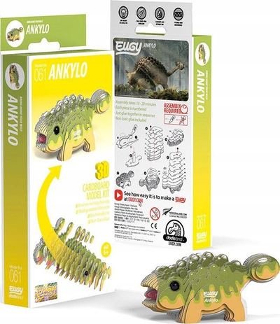 Lodër 3D Eugy Prehistory Ankylo, model dinosauri, prej kartoni, me plot ngjyra