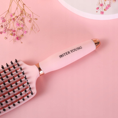 Furkë flokësh Ovia Hair Brush, qime natyrale, roze