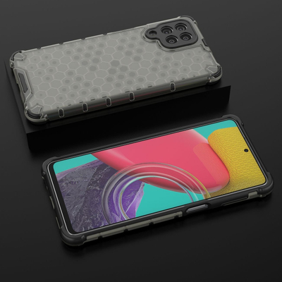 Mbrojtëse telefoni Hurtel Honeycomb për Samsung Galaxy M53 5G, kornizë xheli, rezistente ndaj goditjeve, e zezë