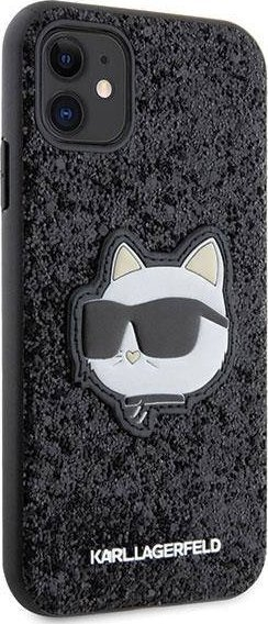 Këllëf telefoni Karl Lagerfeld KLHCN61G2CPK për iPhone 11 XR, Glitter Choupette Patch, i zi