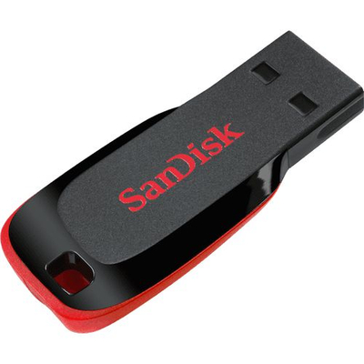 USB SanDisk Cruzer Blade, 16GB, USB 2.0, e zezë me të kuqe