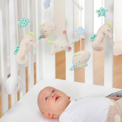 Музички карусел за бебиња Фехн Sea Children, механички, плишани играчки, шарен