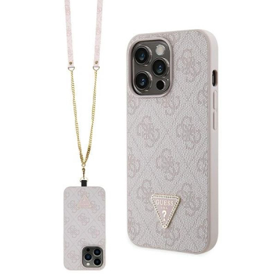 Mbulesë telefoni Guess GUHCP13LP4TDSCPP për iPhone 13/13 Pro, me rrip, rozë