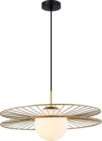 Llambadar varëse Netlighting Modern, 1xE27 40W, abazhur xhami, ngjyrë ari me të bardhë