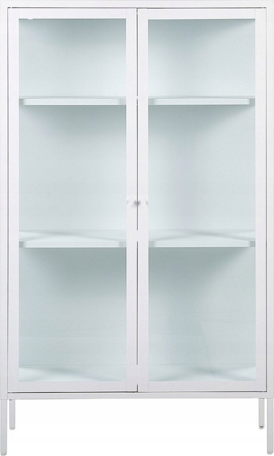Vitrinë Beliani NASH, metal edhe xham, 90 cm, e bardhë