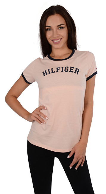 Maicë Tommy Hilfiger Icon ic Ss Tee Print Pale Blush UW0UW00091 -012, M, rozë