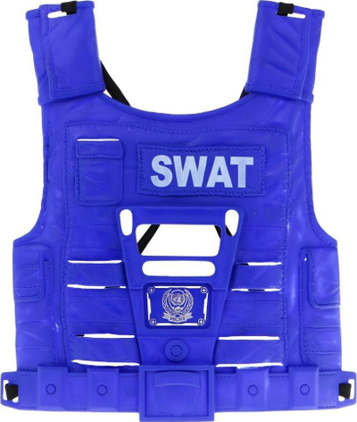 Set lojë policie Small 34330, me pushkë lodër, jelek dhe helmetë, blu