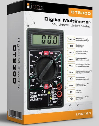 Multimetër Libox DT830D LB0163, ekran LCD, CAT III 300V, portokalli