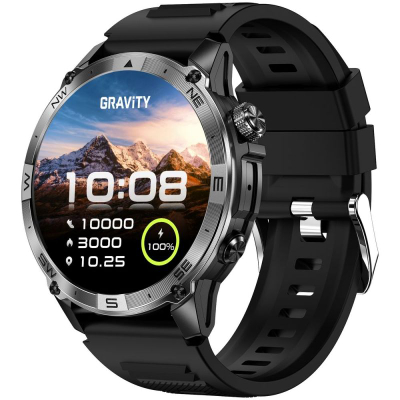 Smartwatch për burra Gravity GT46-1, ekran 1.43" AMOLED, Bluetooth, i zi