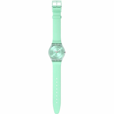 Orë dore për femra Swatch Pastelicious Teal SS08L100, e gjelbër