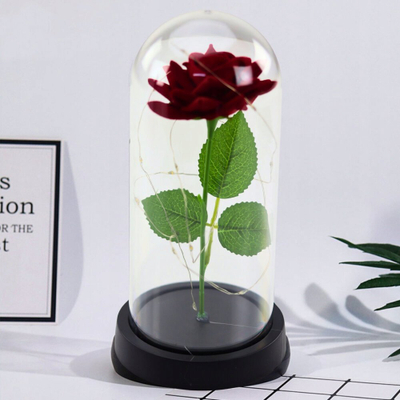 Dekor trëndafil i përjetshëm Lean Eternal Rose in Dome, LED, 21x11cm, i kuq