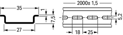 Shinë montuese Wago 210-115, 35x7.5x1 mm, gjatësi 2 m