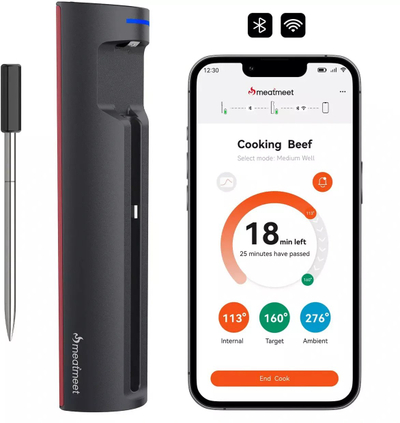 Termometër kuzhine Meatmeet X Pro, Bluetooth WiFi, për furrë dhe grill, i zi