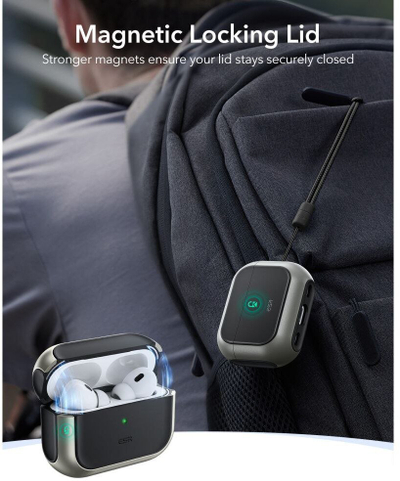 Kuti mbrojtëse ESR Orbit Hybrid HaloLock për Apple AirPods Pro 3, MagSafe, gri