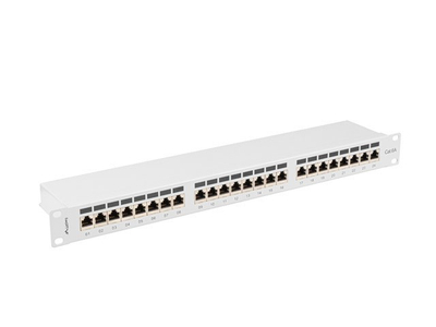 Panel patch Lanberg PPSA-1024-S, 24x RJ-45 Cat.6A, 1U 19", gri