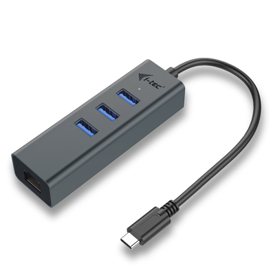 Qendër USB-C I-tec Metal, 3 porta, Gigabit Ethernet, e zezë