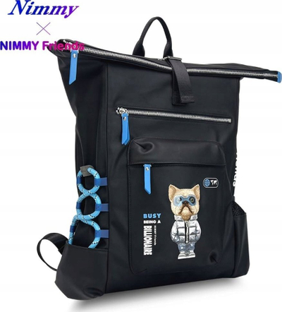Ранец Nimmy Glasses Cool Cat, за лаптоп, црна