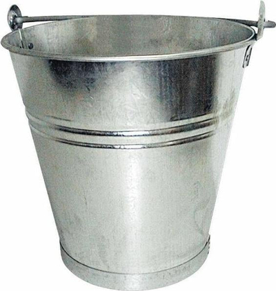 Kovë metalike e galvanizume, me trup konik, me dorezë të fortë, ngjyrë metalike