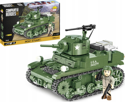 Set ndërtimi COBI Company of Heroes 3 M3A1 Stuart, 490 copa, shkallë 1:35, jeshile ushtarake