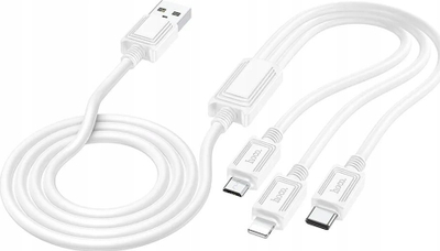 Kabllo Hoco X74 3‑në‑1 USB A në Lightning, Micro USB, Type‑C, 2A, 1m, e bardhë
