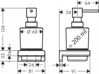 Dozator sapuni për mur Hansgrohe AddStoris 41745, qelq edhe metal, krom