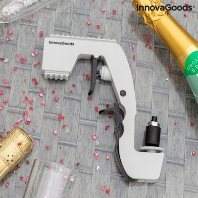 Pistoletë shampanje InnovaGoods Fizzllet, për shishe birre e shampanje, plastike, gri