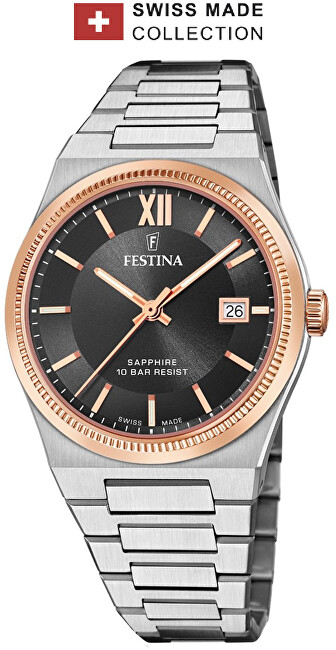 Orë dore për meshkuj Festina, e argjendtë