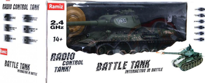 Lodër tank me telekomandë Ramiz T34 99815, 2.4GHz, me zë e drita, jeshil kamuflazh