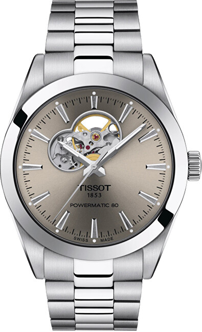 Orë për meshkuj Tissot Gentleman Powermatic 80 Open Heart T127.407.11.081.00, e argjendtë
