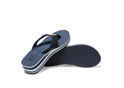 Flip-flop për femra TBS Granada, platformë wedge, navy e bardhë