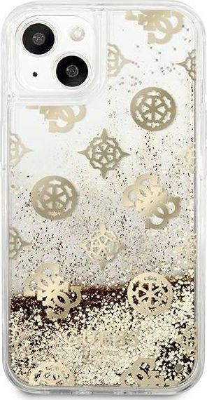 Mbrojtëse telefoni Guess Peony Liquid Glitter për iPhone 13 Mini 5.4", transparente, me shkëlqim flori