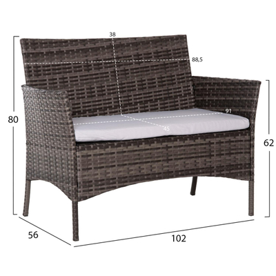 Set kopshti lounge 4-pjesësh Stasia (HM6089.02), gri/ bezhë