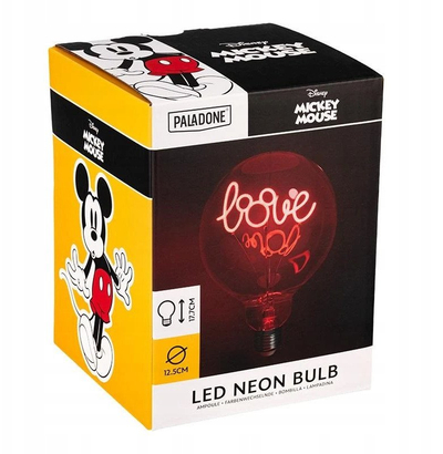 Llambë dekorative Disney Mickey LED Neon, filament “love”, dritë e kuqe